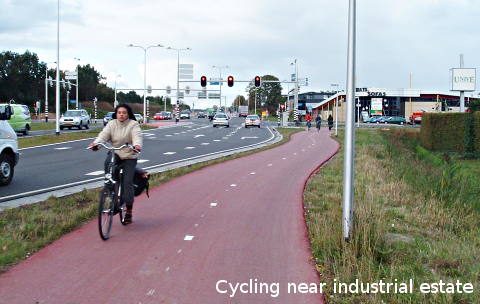Cycling near industrial estate