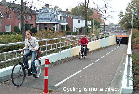 Cyclists have more direct routes
